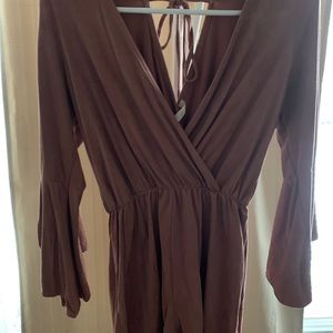 Velvet long sleeve pink romper